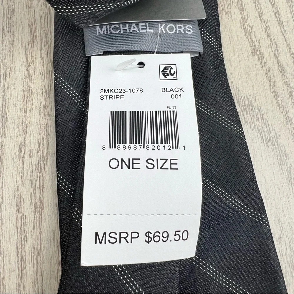 613 - Michael Kors Stripe Tie Black 001 2MKC23-1078 Silk Blend $69.50